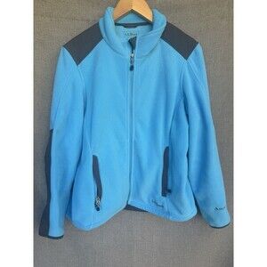 LL Bean Women’s Medium Polartec Fleece Full Zip Jacket Blue Zip Pockets